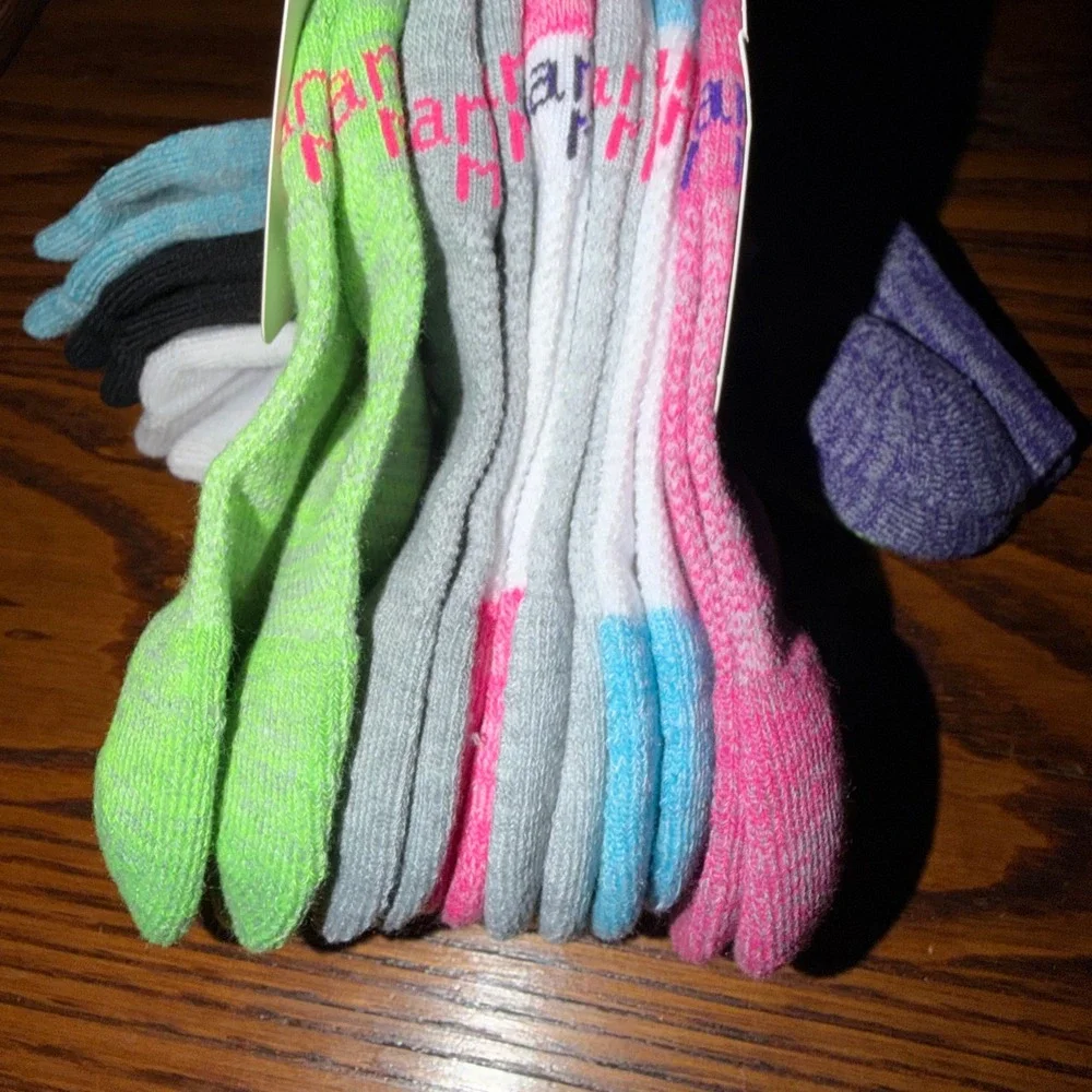 Hanes Girls Super No Show Socks 12 Pair Value Pack Medium Shoe 10.5-4 Neon Multi